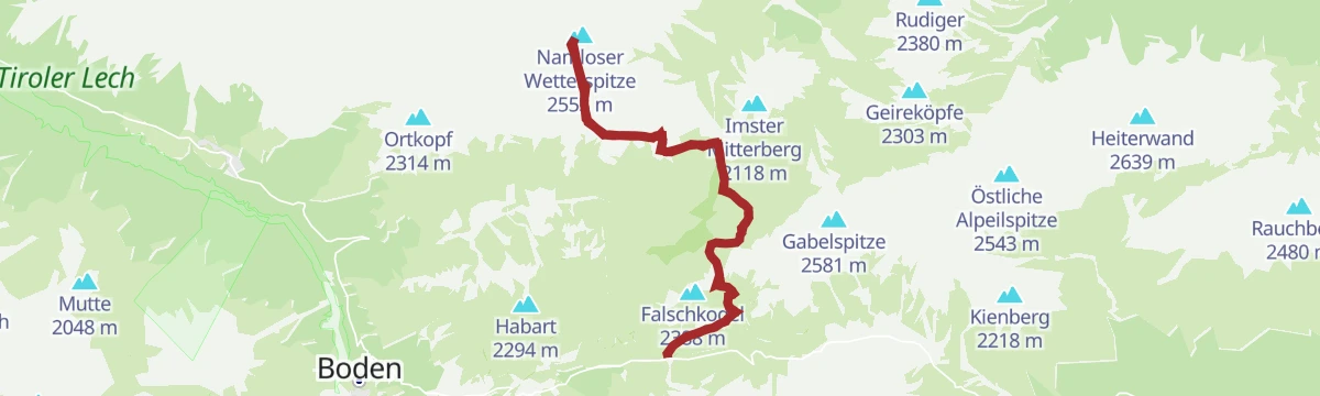 Route map: Anhalter Höhenweg / Namloser Wetterspitze